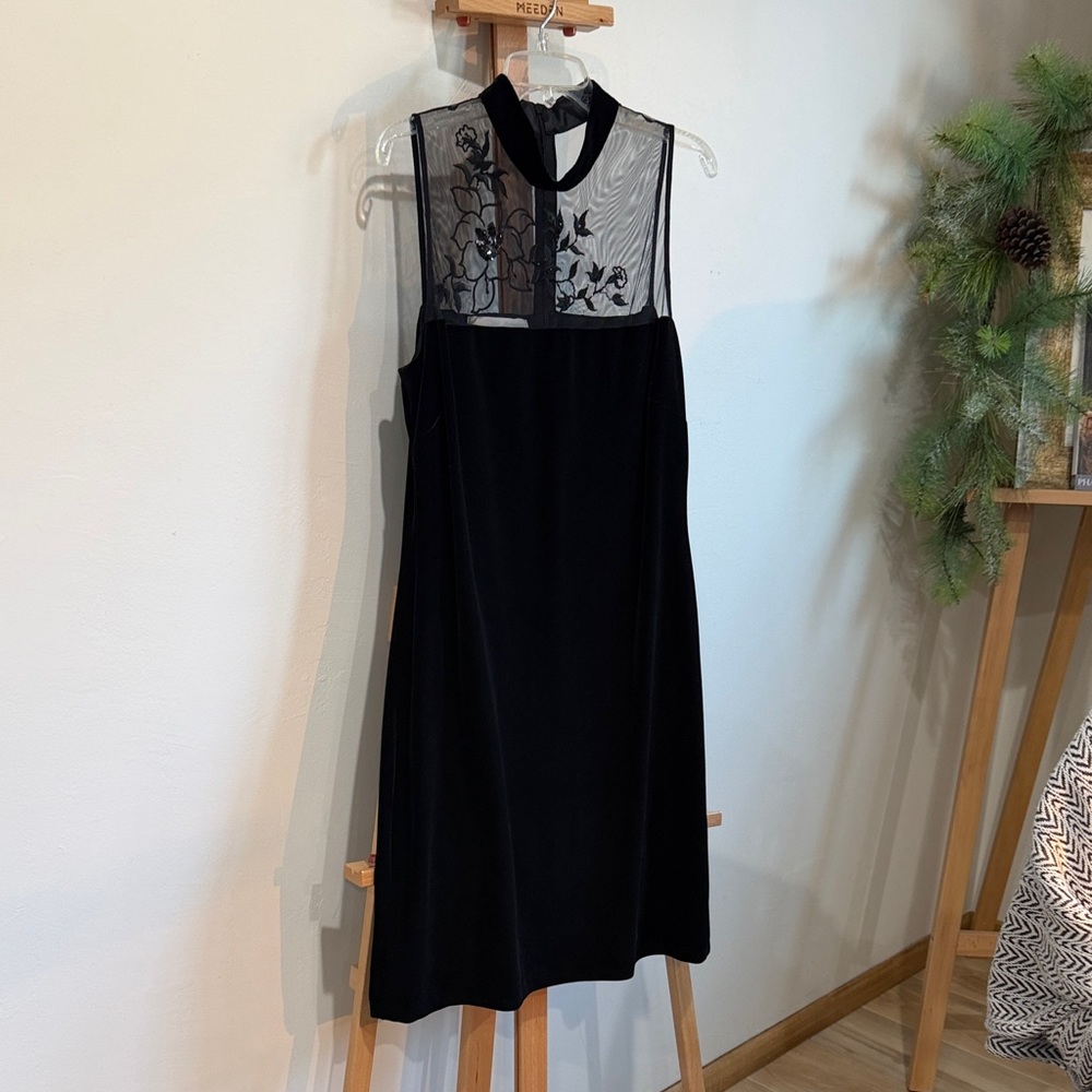 Evan Picone Black Velvet cocktail dress